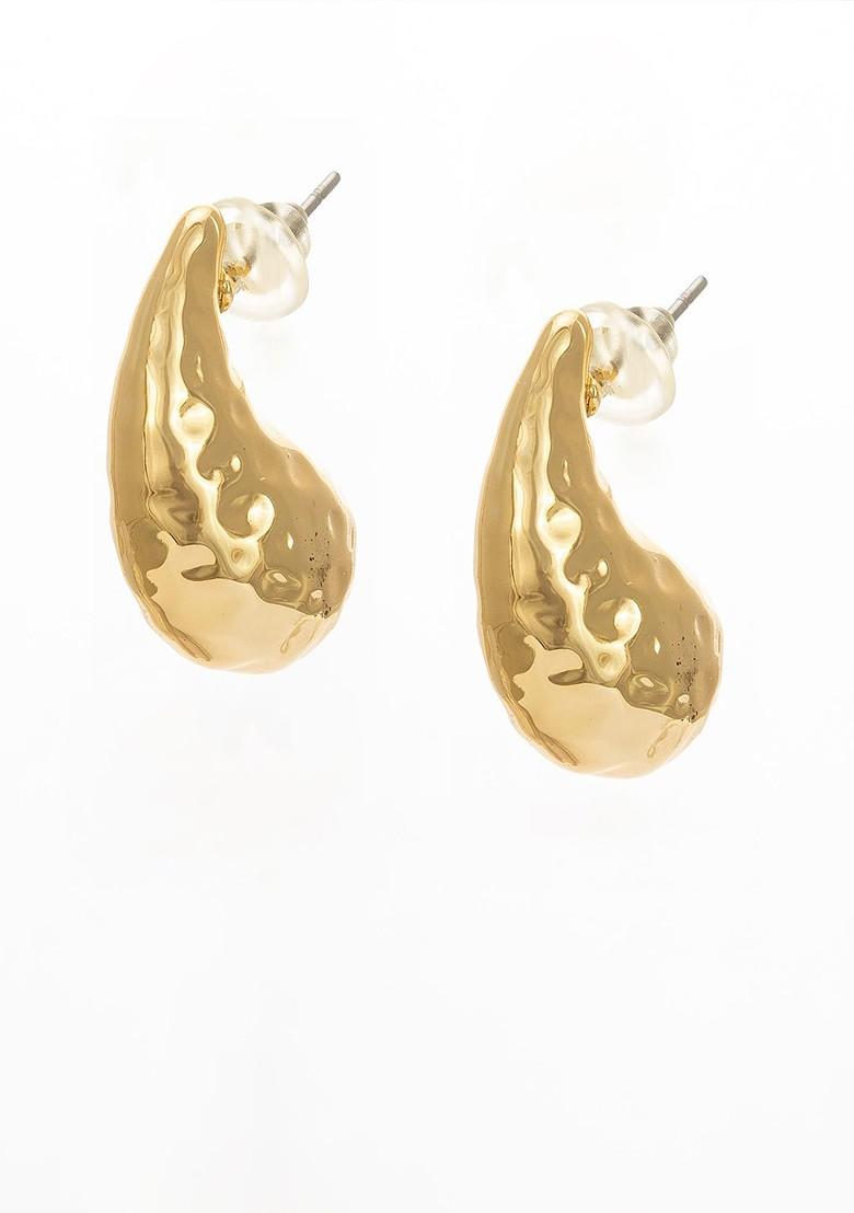 Gold Plated Teardrop Shaped Drop Earrings