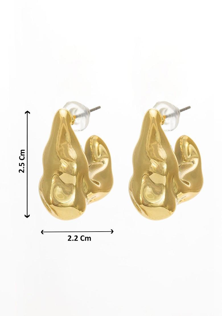 Gold Plated Contemporary Shaped Half Hoop Earrings