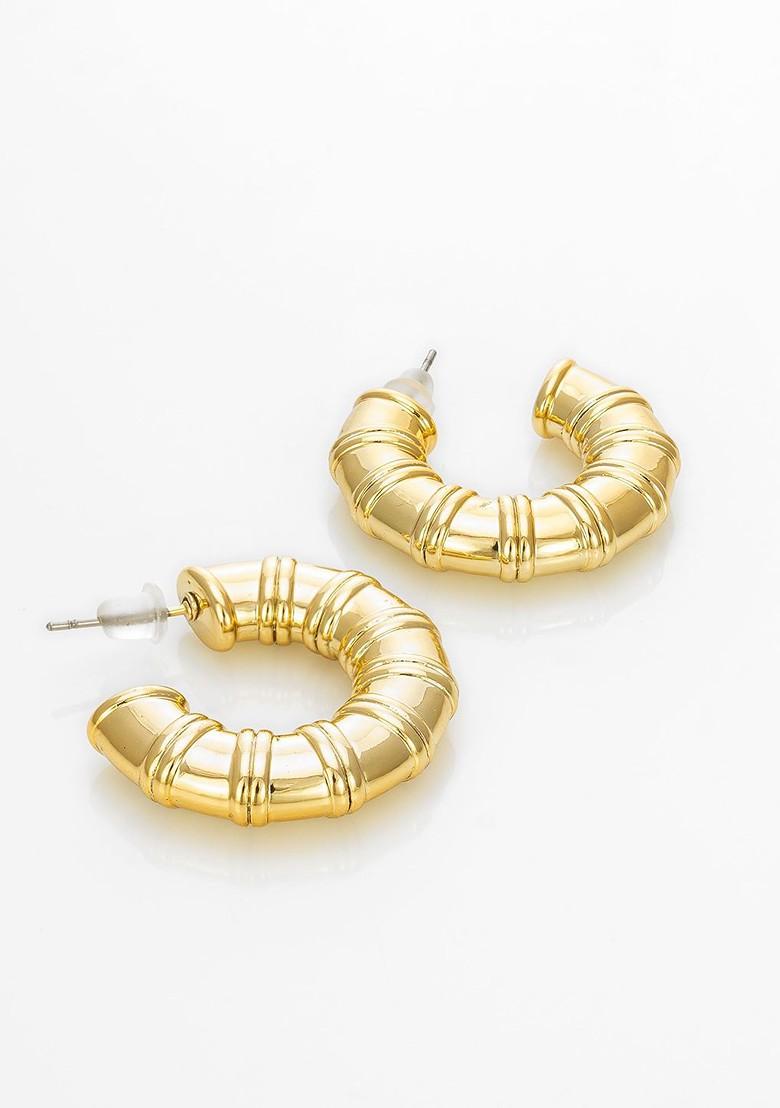Gold Plated Crescent Shaped Half Hoop Earrings