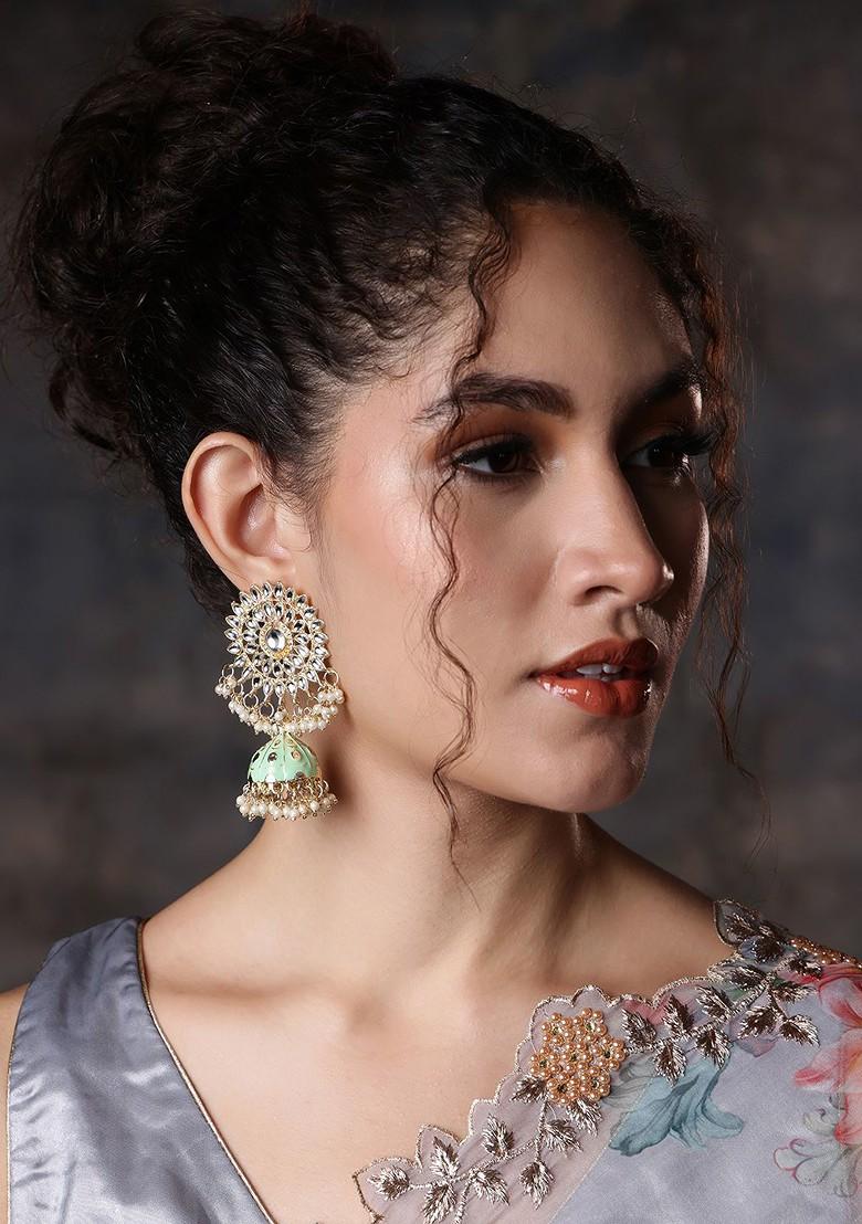 Gold Plated Meenakari Kundan Dome Shaped Jhumkas