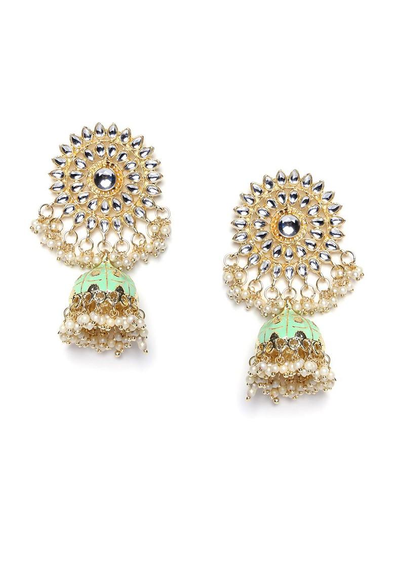 Gold Plated Meenakari Kundan Dome Shaped Jhumkas