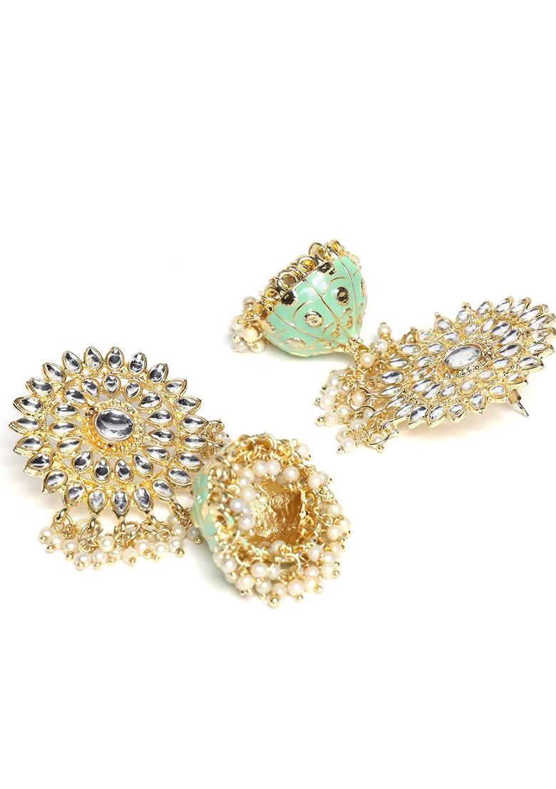 Gold Plated Meenakari Kundan Dome Shaped Jhumkas