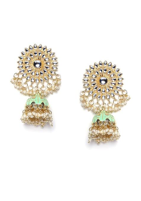 Gold Plated Meenakari Kundan Dome Shaped Jhumkas