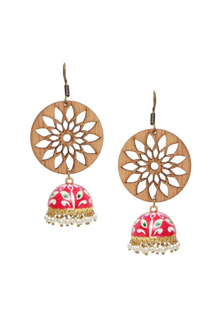 Brown Circular Jhumkas Earrings