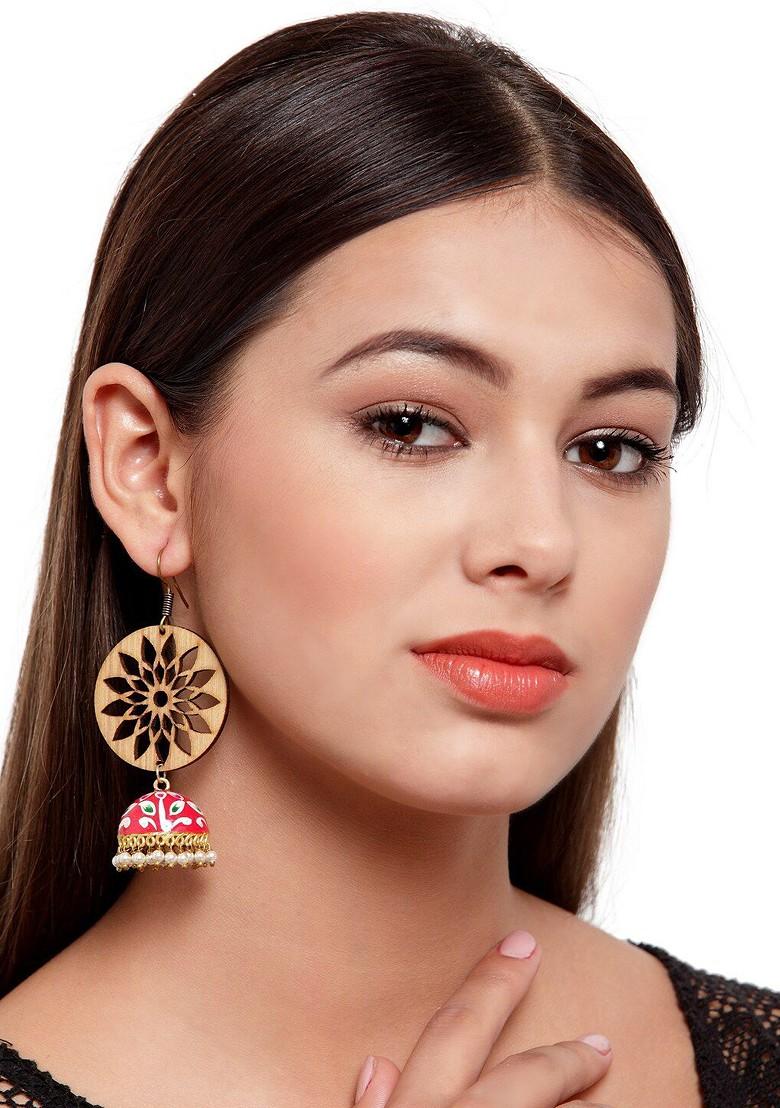 Brown Circular Jhumkas Earrings