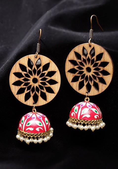Brown Circular Jhumkas Earrings