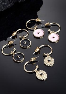 Gold Toned Circular Drop Earrings