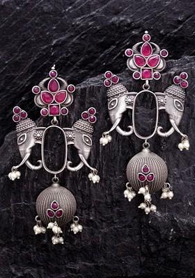 Silver Silver Toned Contemporary Drop Earrings