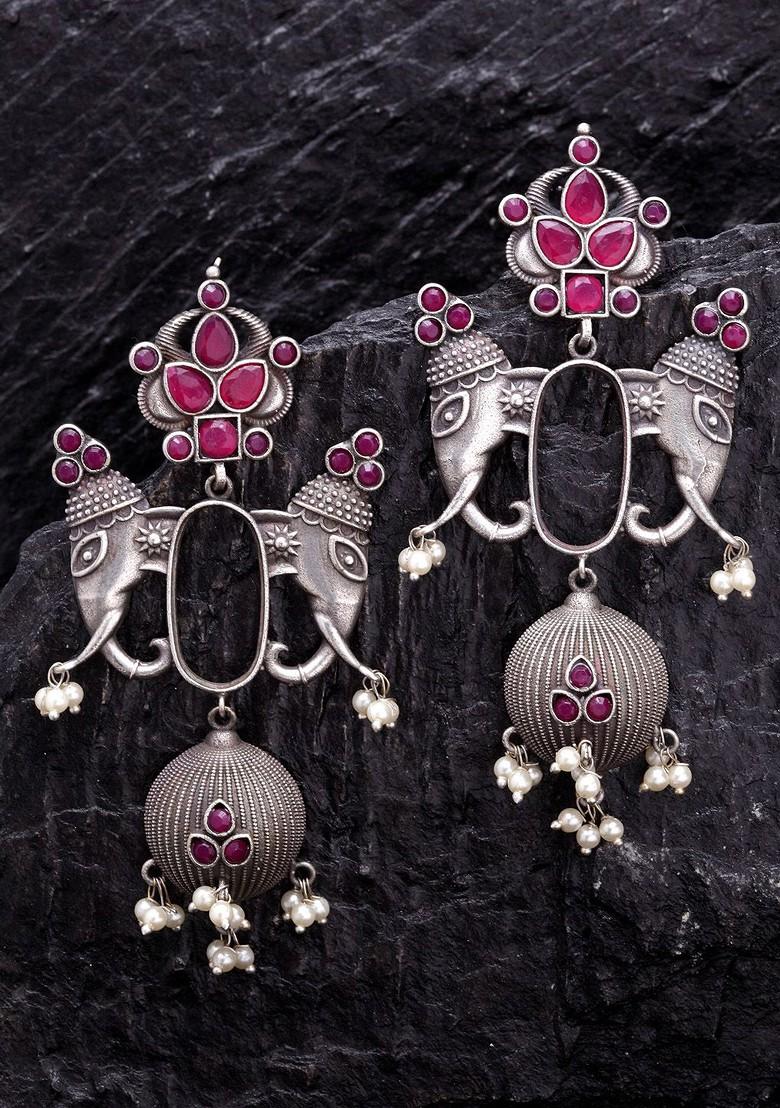 Silver Silver Toned Contemporary Drop Earrings