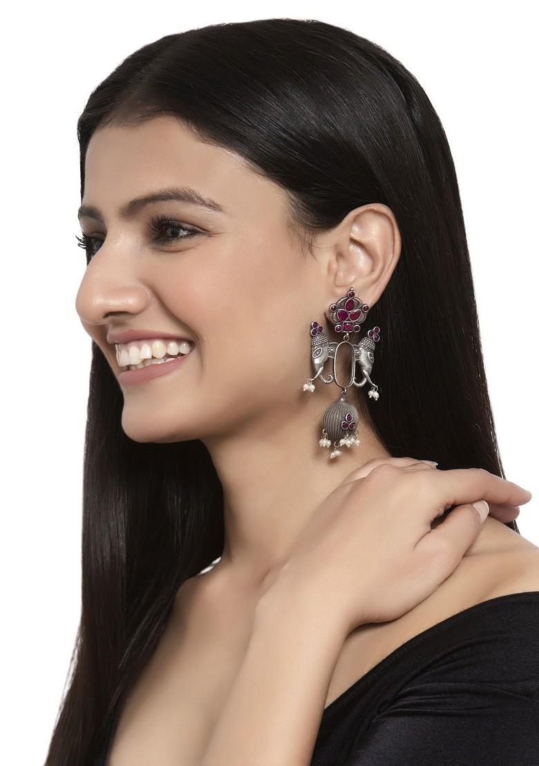 Silver Silver Toned Contemporary Drop Earrings