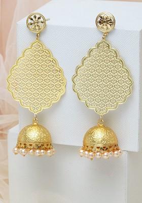 Gold Toned Dome Shaped Jhumkas Earrings