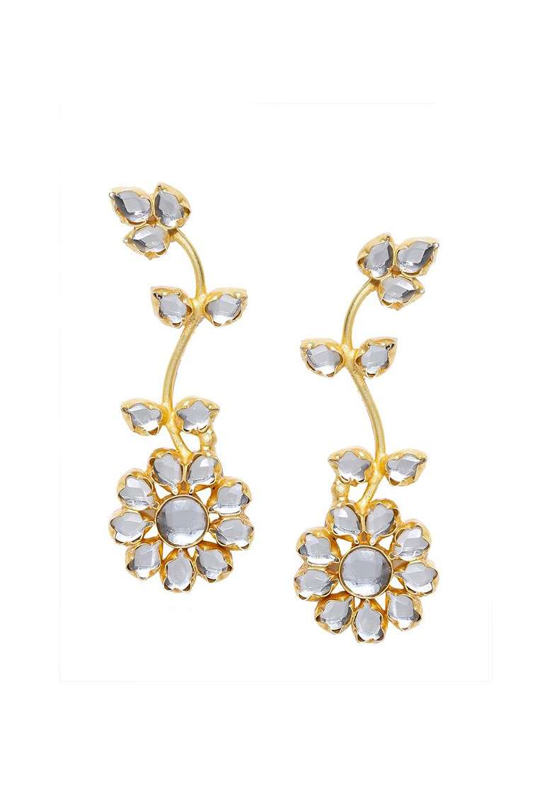 Gold Plated Floral Handcrafted Drop Earrings - Indya