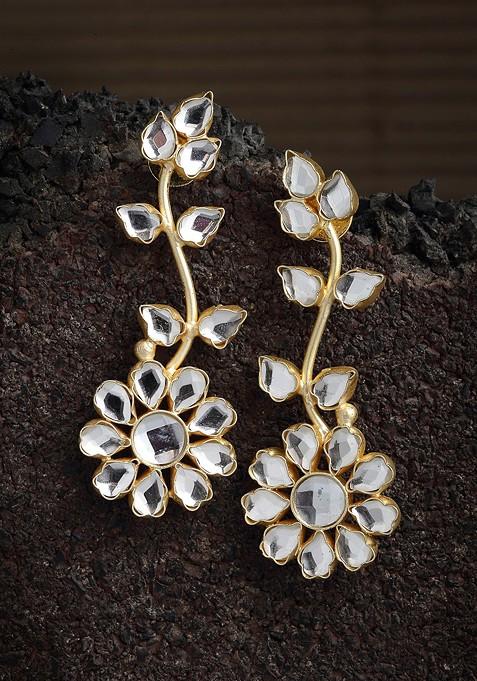 Gold Plated Floral Handcrafted Drop Earrings