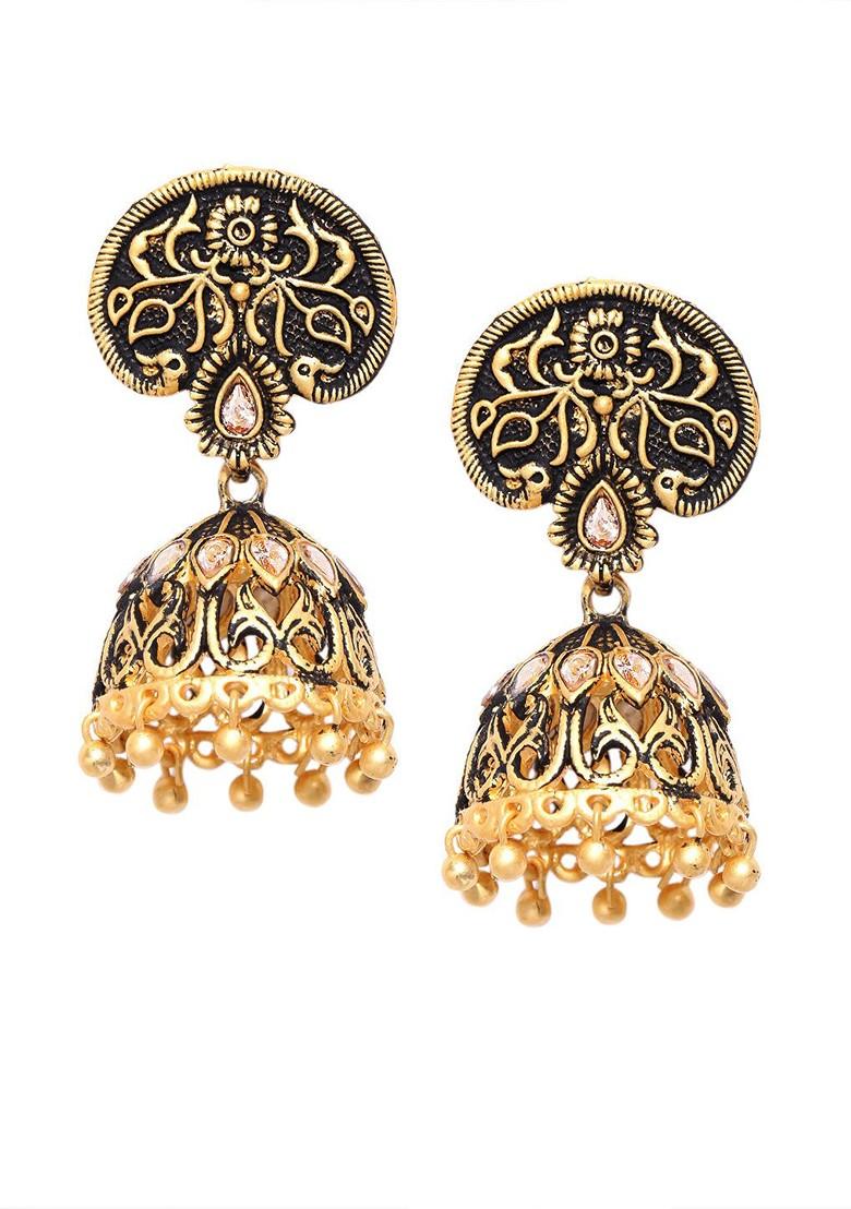 Gold Toned Dome Shaped Jhumkas Earrings