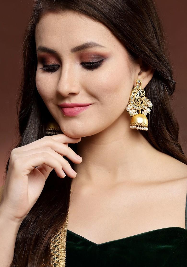 Gold Toned Dome Shaped Jhumkas Earrings