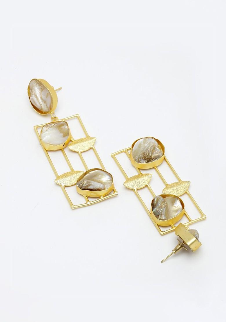Gold Toned Contemporary Drop Earrings