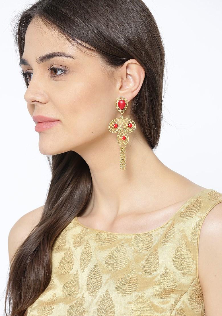 Gold Plated Contemporary Drop Earrings