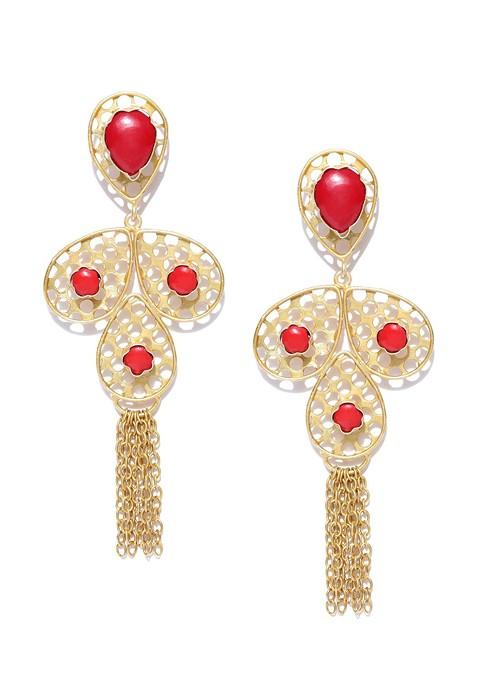 Gold Plated Contemporary Drop Earrings