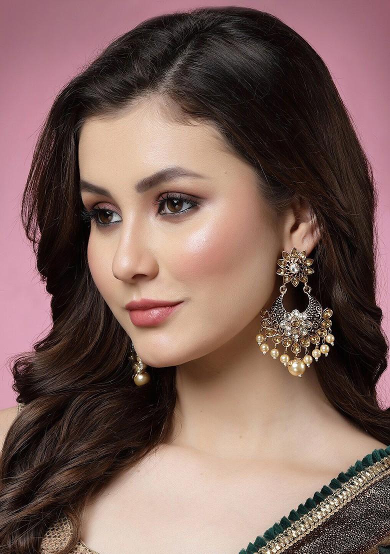 Gold Plated Crescent Shaped Drop Earrings