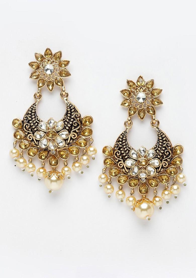 Gold Plated Crescent Shaped Drop Earrings