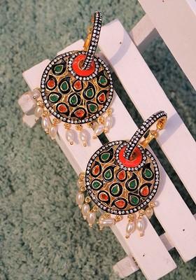 Green Gold Plated Contemporary Hoop Earrings