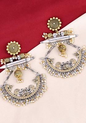Gold Plated Beads Beaded Crescent Shaped Chandbalis