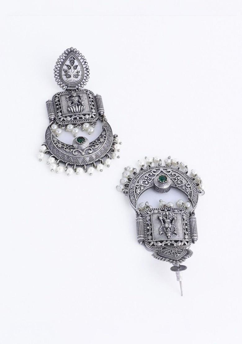 Silver Silver Plated Beads Beaded Classic Oxidised Drop Earrings