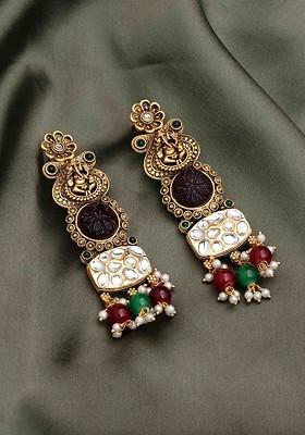Gold Plated Cubic Zirconia Studded Drop Earrings