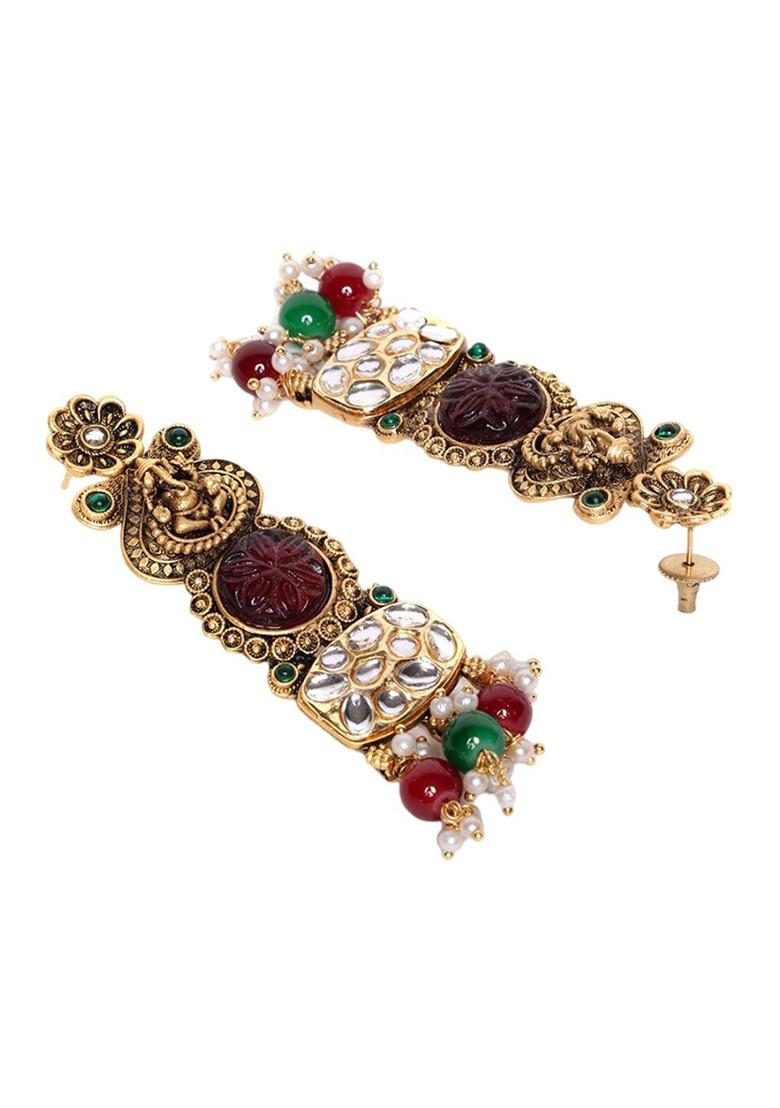 Gold Plated Cubic Zirconia Studded Drop Earrings