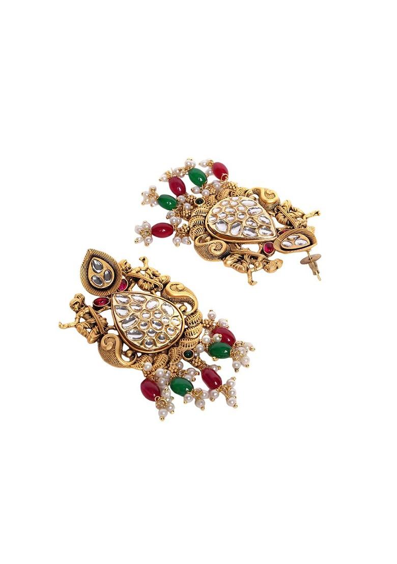 22Ct Gold Plated Cubic Zirconia Studded Drop Earrings