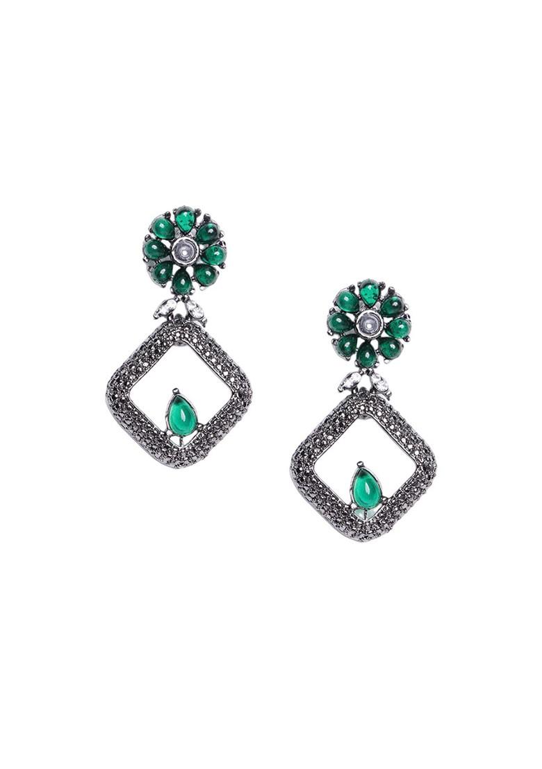 Silver Pack Of 8 Silver Plated Cubic Zirconia Studded Drop Earrings