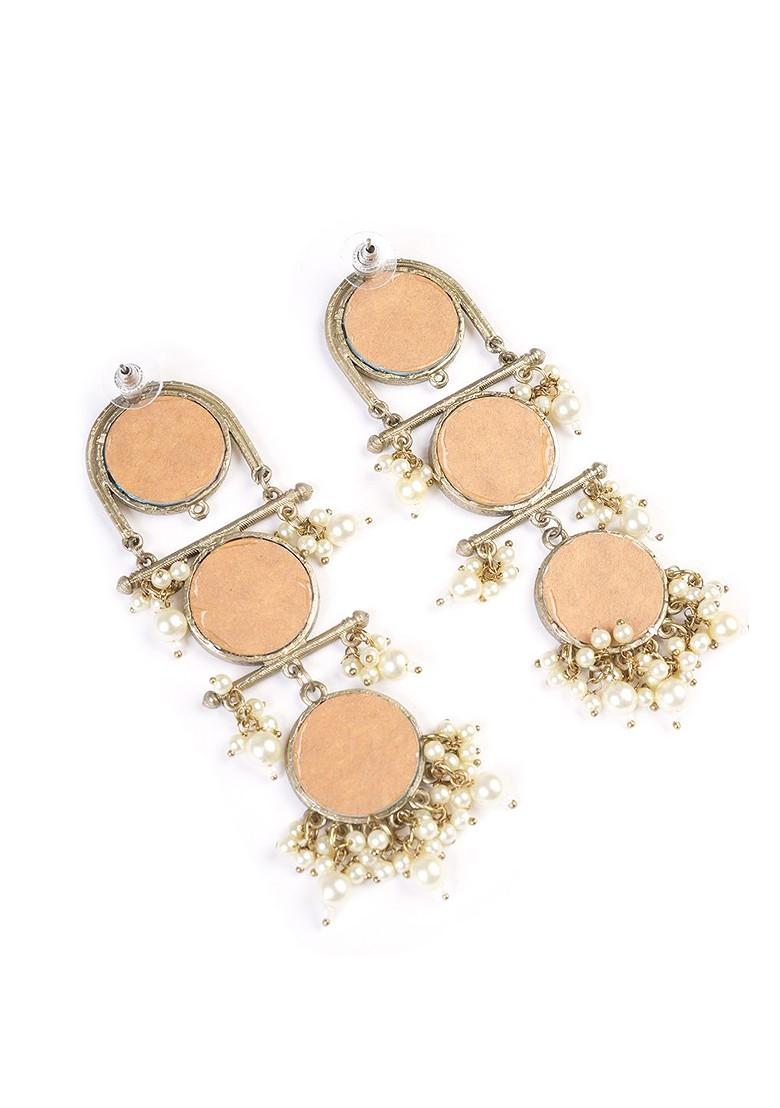 Silver Silver Plated Beaded Circular Shaped Oxidised Drop Earrings