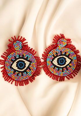 Red Contemporary Drop Earrings