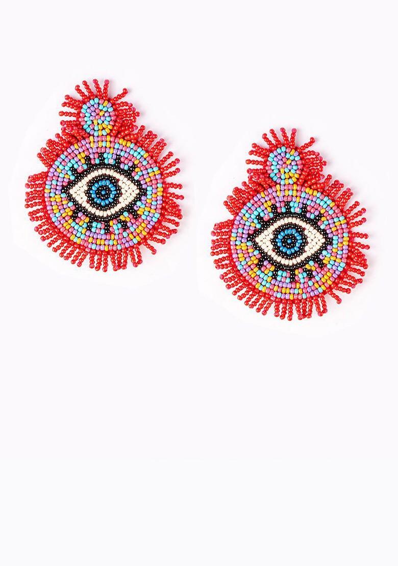 Red Contemporary Drop Earrings