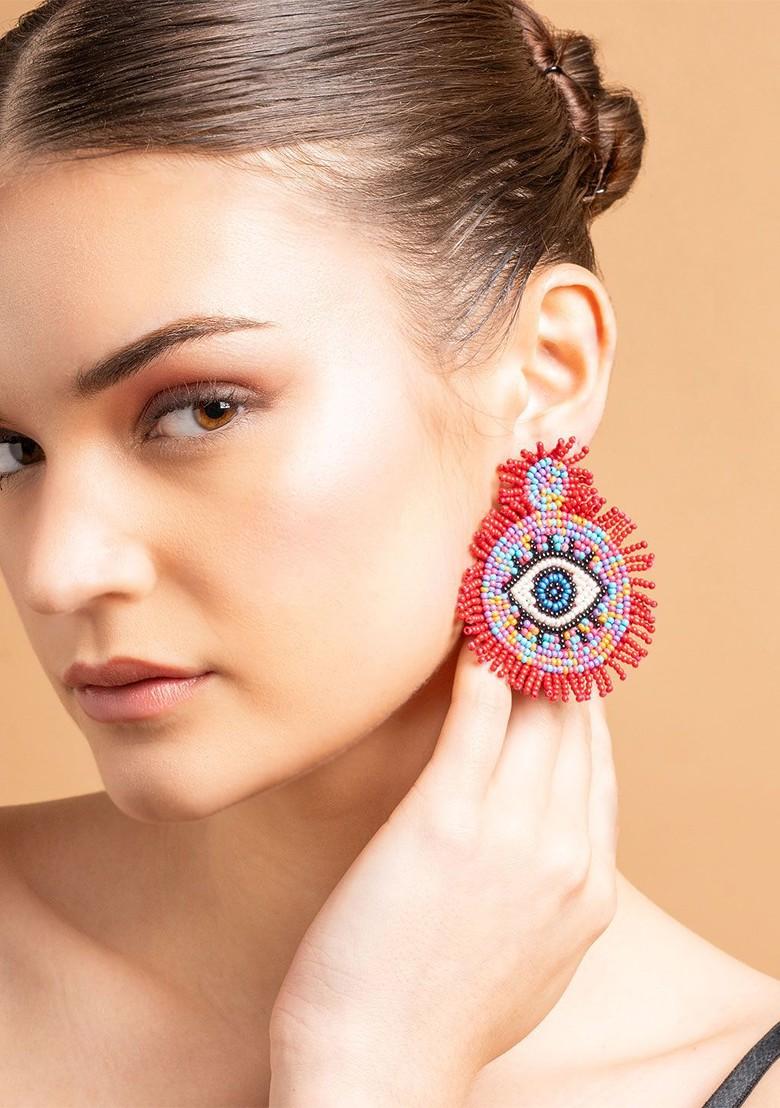 Red Contemporary Drop Earrings