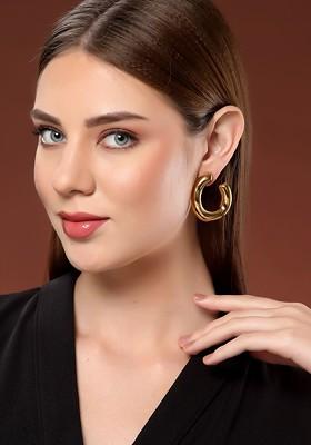 Gold Plated Contemporary Half Hoop Earrings