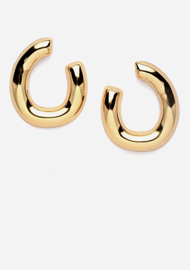 Gold Plated Contemporary Half Hoop Earrings