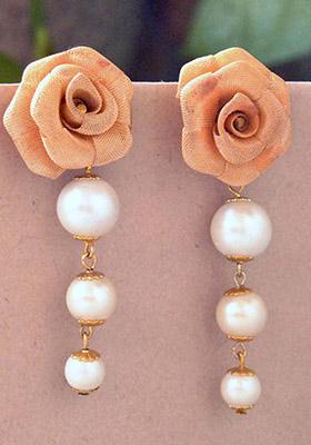 Golden Mixed Alloy Rosy Day Earrings