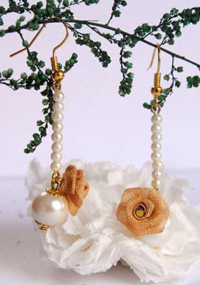 White Mixed Alloy Dancing Duets Earrings