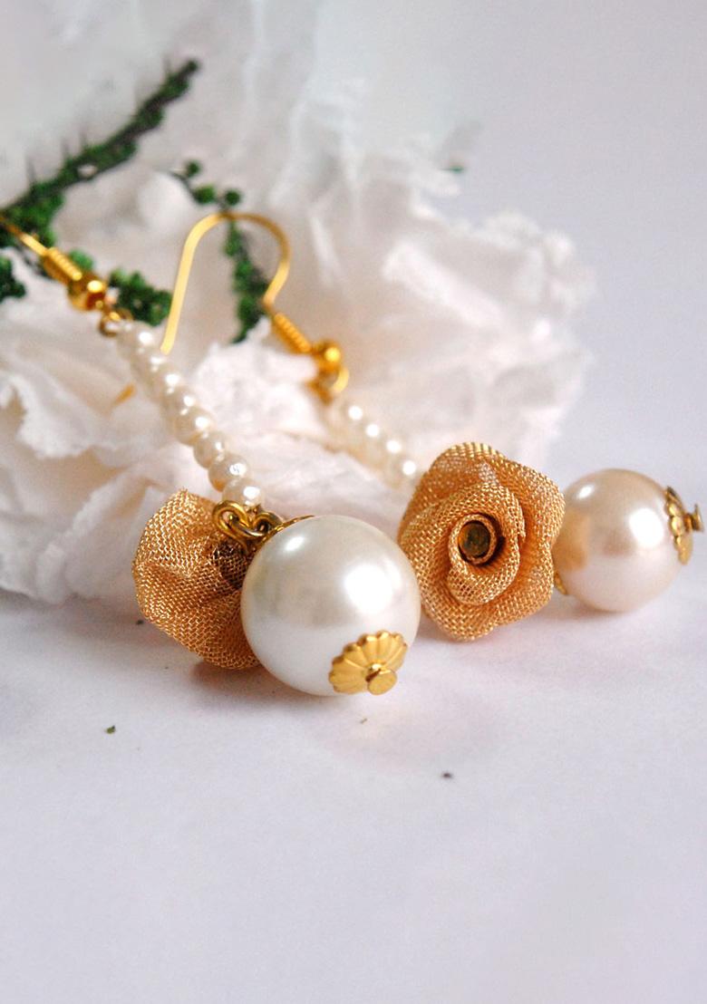 White Mixed Alloy Dancing Duets Earrings