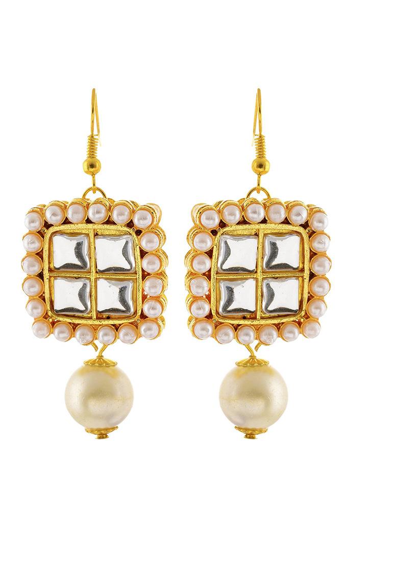 Golden Mixed Alloy Kundan Karigiri Earrings