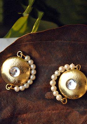 Golden Mixed Alloy Golden Crescent Earstuds Earrings
