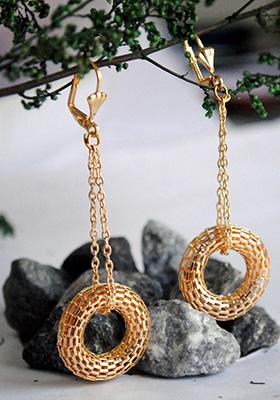 Golden Mixed Alloy The Swinging Donuts Earrings