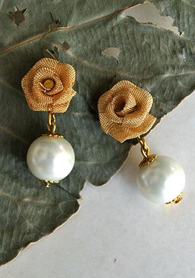 Golden Mixed Alloy The Little Rose Earrings
