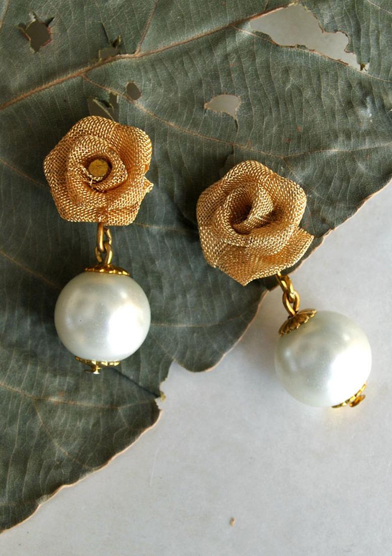 Golden Mixed Alloy The Little Rose Earrings