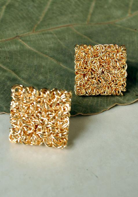 Golden Mesh Square Mesh Earrings&nbsp; Earrings