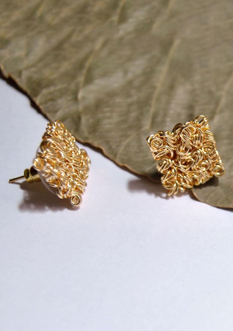 Golden Mixed Alloy What A Mesh Earrings