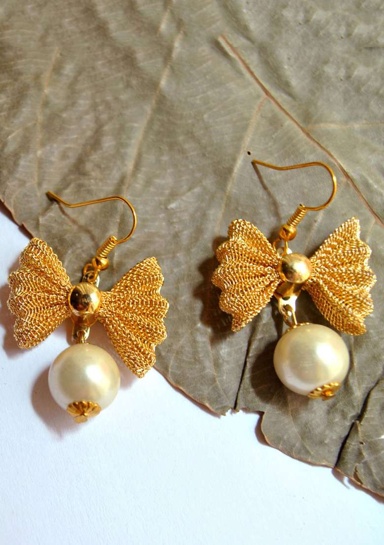 Golden Mixed Alloy Peppy Pairs Earrings - Indya