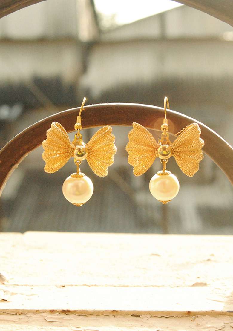 Golden Mixed Alloy Peppy Pairs Earrings - Indya