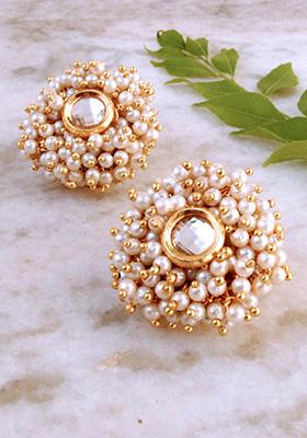 White Mixed Alloy A Pearly Delight Earrings Earrings